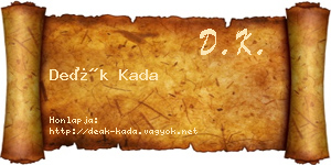 Deák Kada névjegykártya