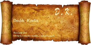 Deák Kada névjegykártya
